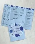 Roses in Different Blues Gate Fold 5x7 Gate Fold Vietnamese & English Wedding Invitation