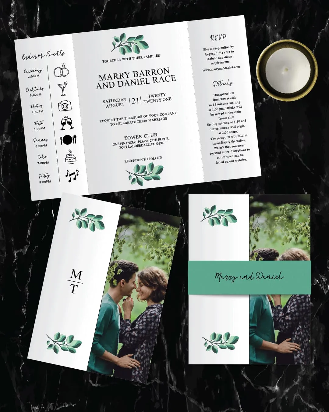 Photo Covered 5x7 Gate Fold Wedding Invitation