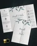 Small Golden Flowers 5x7 Gate Fold Wedding Invitation