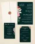 Floral Vintage Style Design Vellum Wrapped Vietnamese & English Wedding Invitation