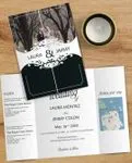 Elegant Couple's Photo 5x7 Gate Fold Spanish & English Wedding Invitation