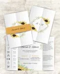 Sunflowers and Leaves 5x7 Gate Fold Wedding Invitation