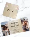 Delicate Pink Flowers 7x7 Gate Fold Wedding Invitation 1