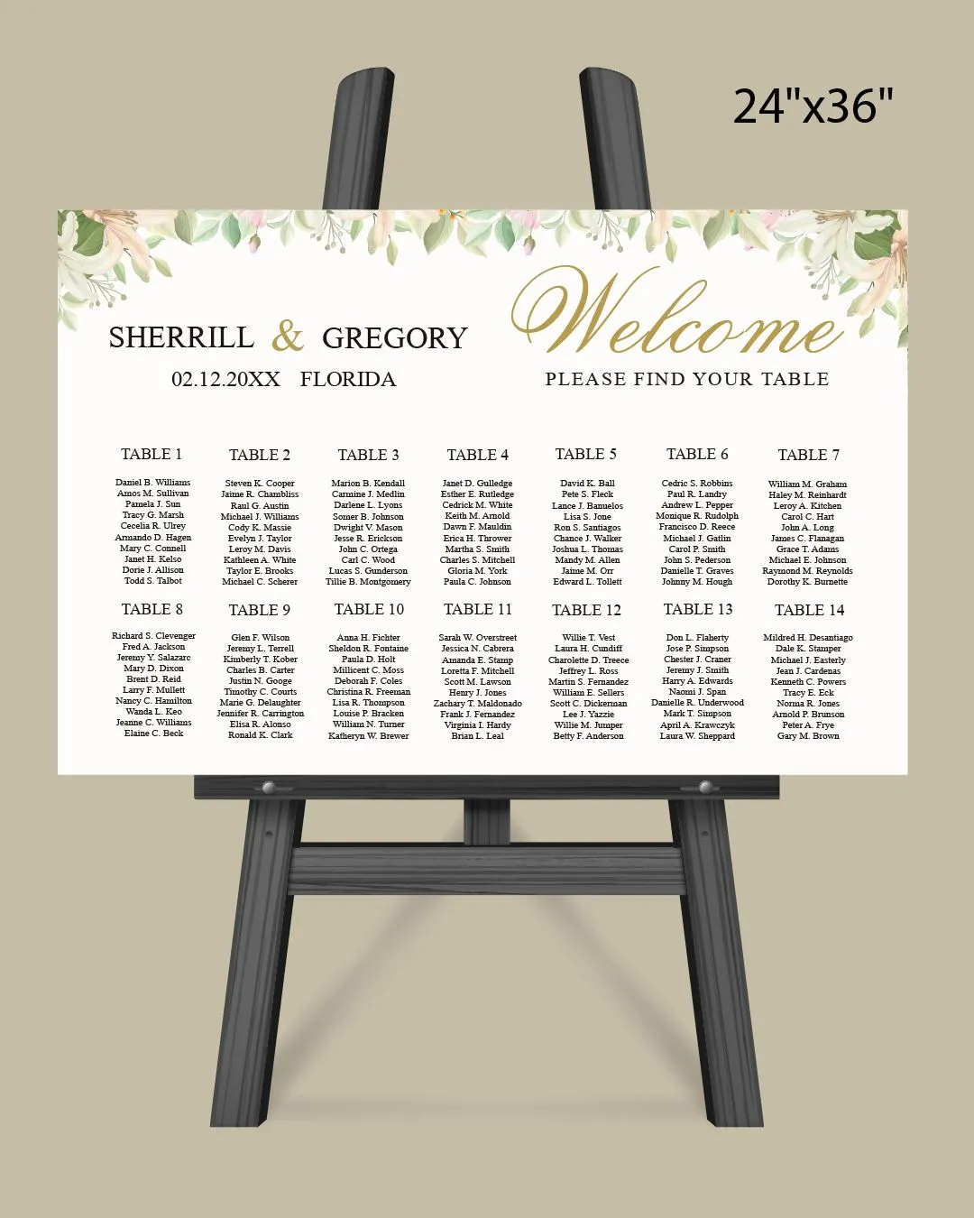 Spring Gold Seating Chart