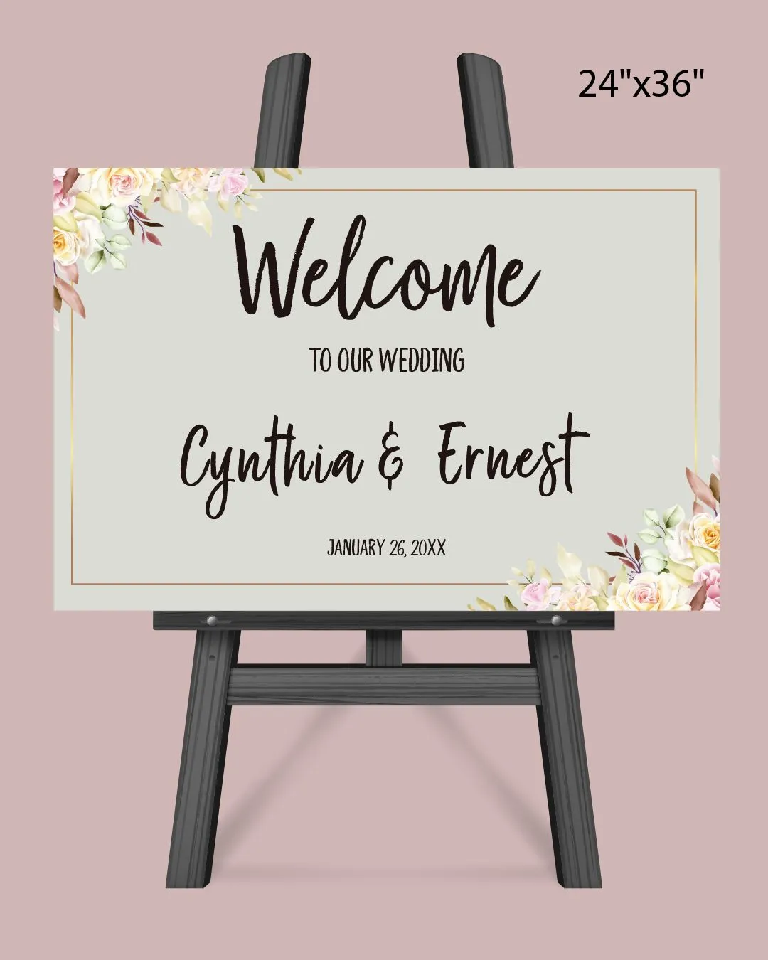 Green Background Borders Welcome Sign
