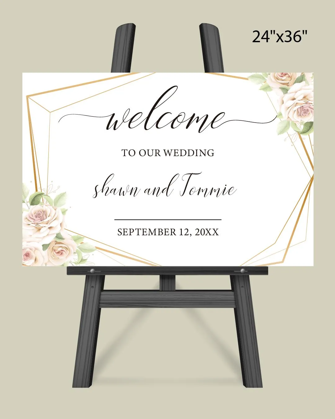 Minimalist Pink Flowers Welcome Sign