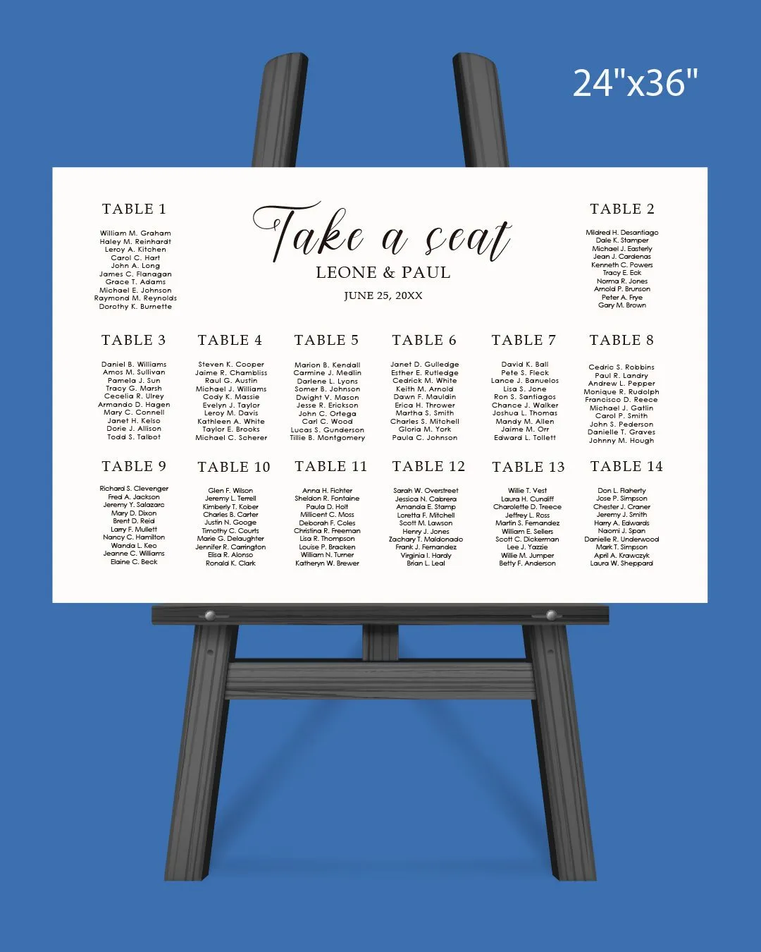 Simple Tynes Seating Chart