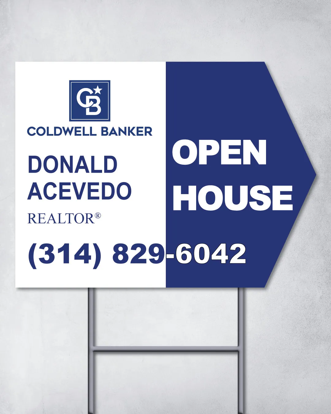 Coldwell Banker Blue And White Arrow Shape Sign