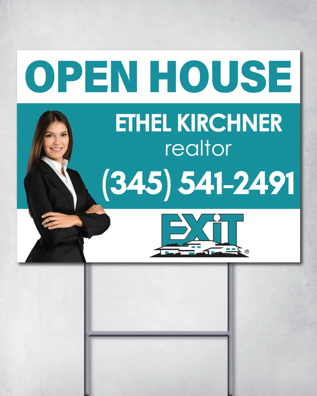 Exit Realty Light Turquoise Stripe Yard Sign