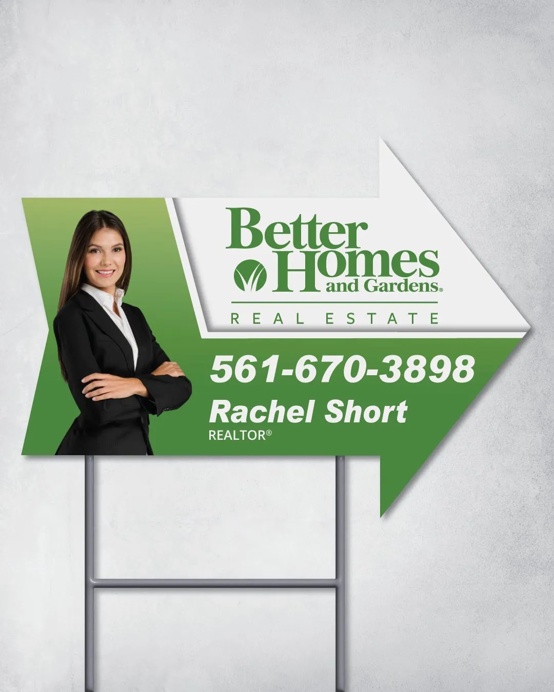 BHGRE Beautiful Green With Photo Arrow Shape Sign