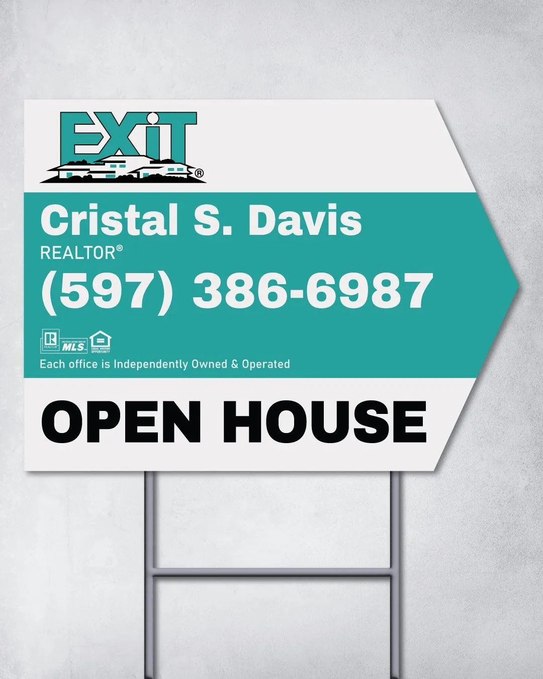 Exit Realty Large Turquoise Stripe Arrow Shape Sign