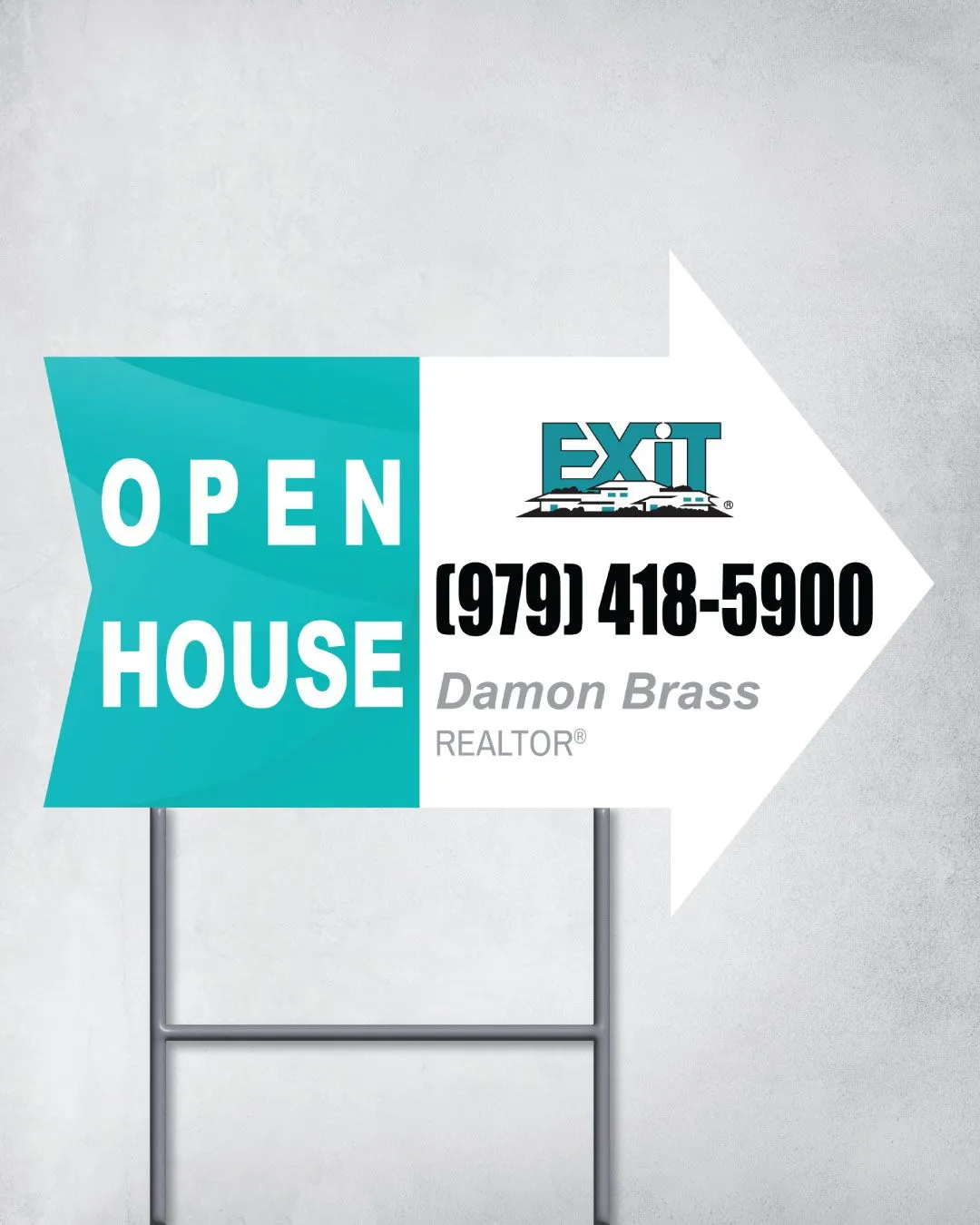 Exit Realty Turquoise Waves on White Arrow Shape Sign