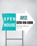 Exit Realty Turquoise Waves on White Arrow Shape Sign