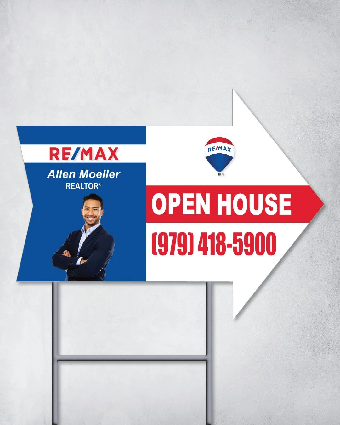 Remax Blue Crimson Stripe Arrow Shape Sign