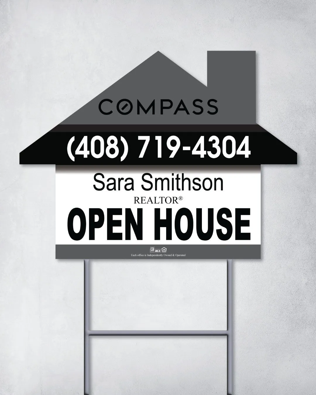 COMPASS Gray and Black Stripes House Modern Shape Sign 1