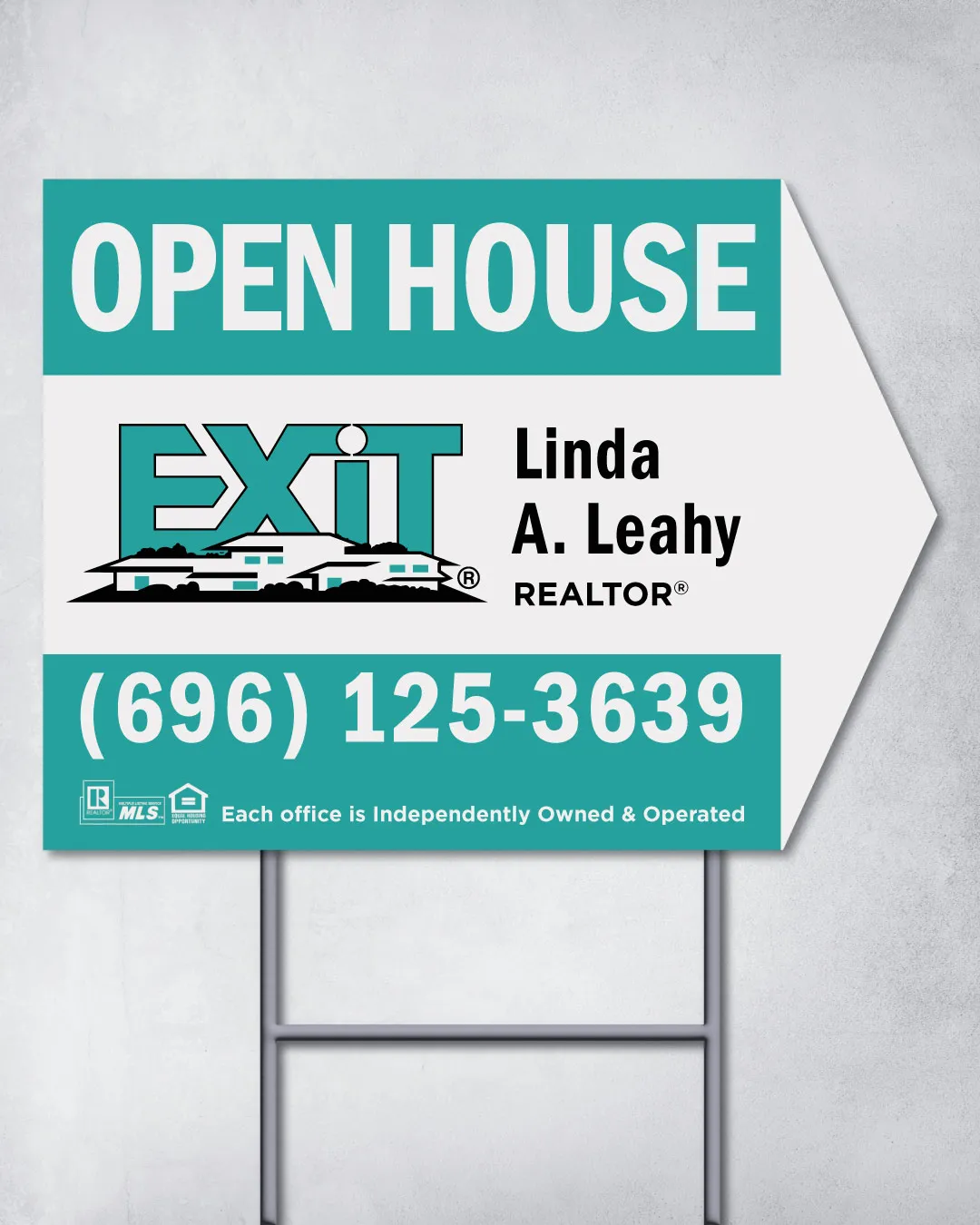Exit Realty Crisp Turquoise Arrow Shape Sign 2