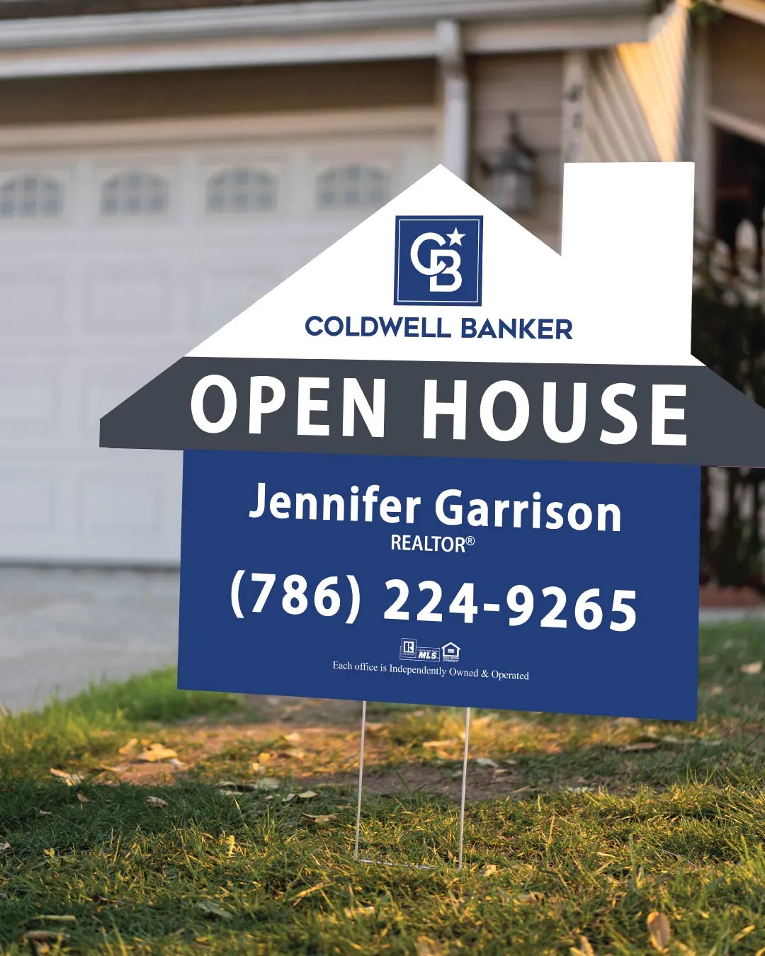 Coldwell Banker Tri Color Stripes House Modern Shape Sign