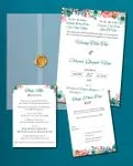 Colorful Floral Watercolor Vellum Wrapped Wedding Invitation
