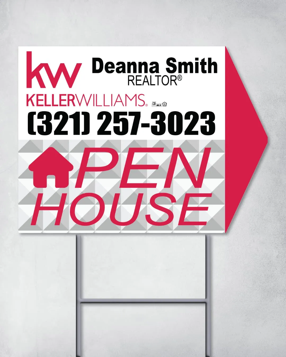 Keller Williams Realty Complex Geometric Arrow Shape Sign