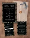 Golden Japanese Theme Vellum Wrapped Vietnamese & English Wedding Invitation