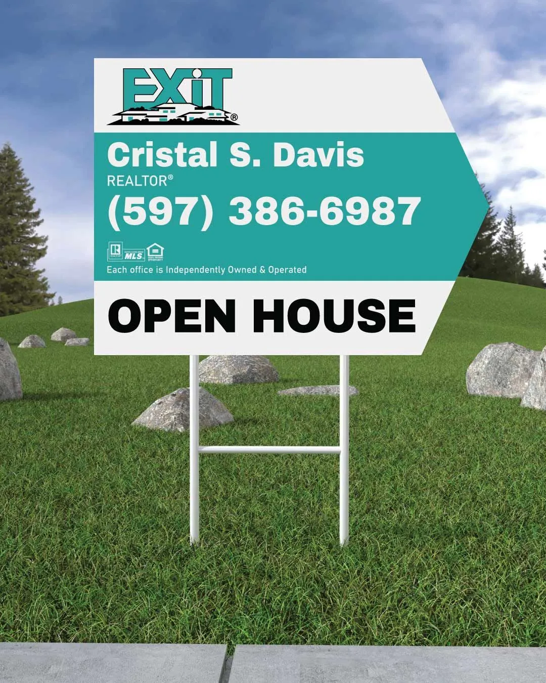 Exit Realty Large Turquoise Stripe Arrow Shape Sign