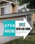 Exit Realty Turquoise Waves on White Arrow Shape Sign
