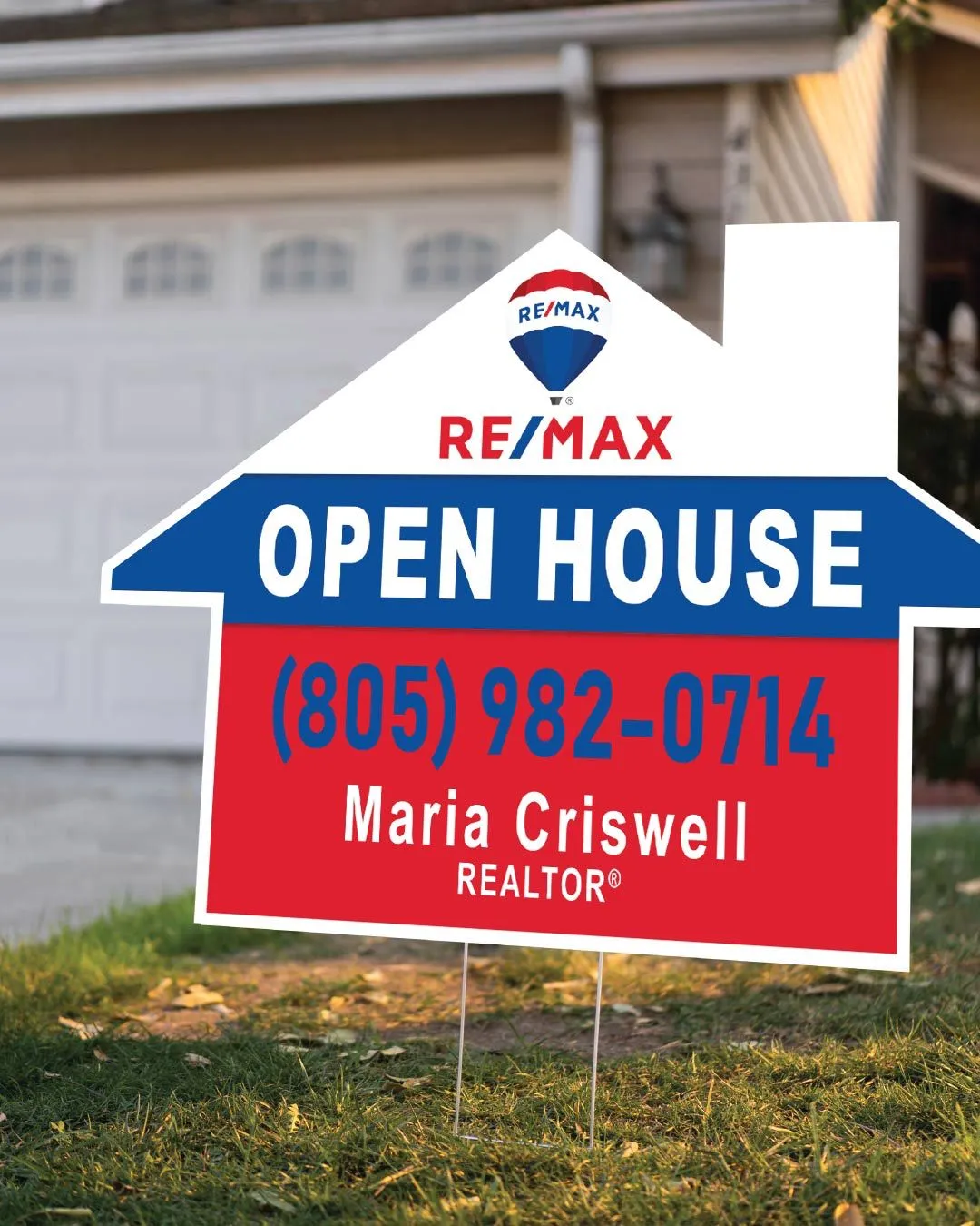 Remax Blue and Red Stripes House Modern Shape Sign