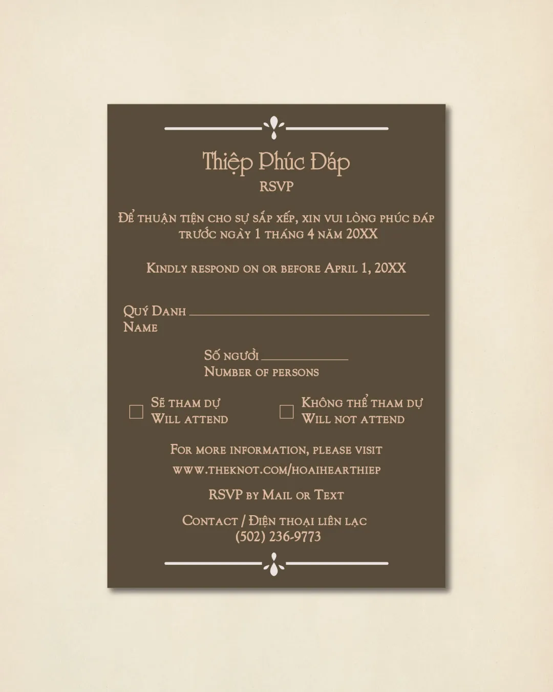 Simple and Elegant Invitation Vellum Wrapped Vietnamese & English Wedding Invitation