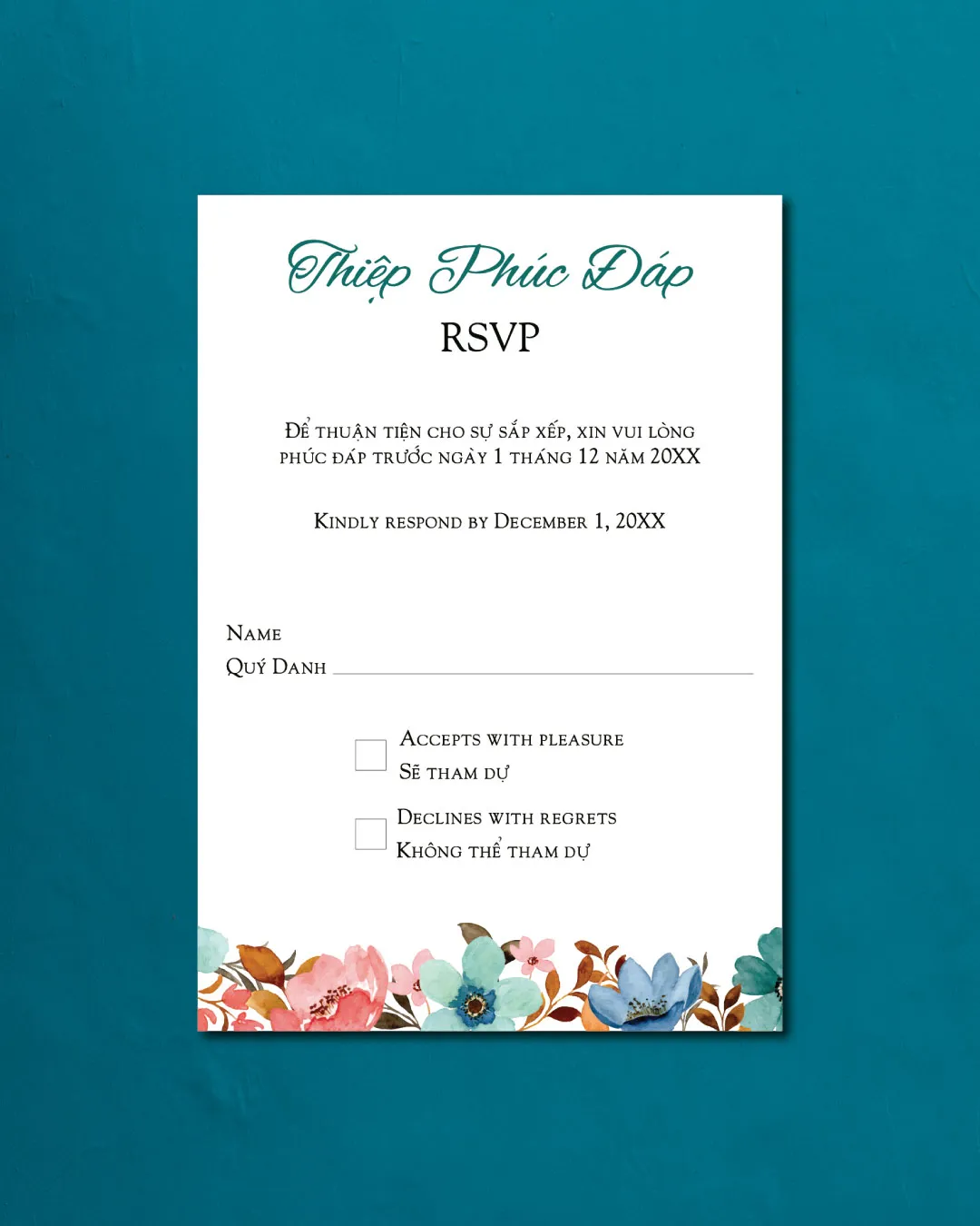 Colorful Floral Watercolor Vellum Wrapped Wedding Invitation