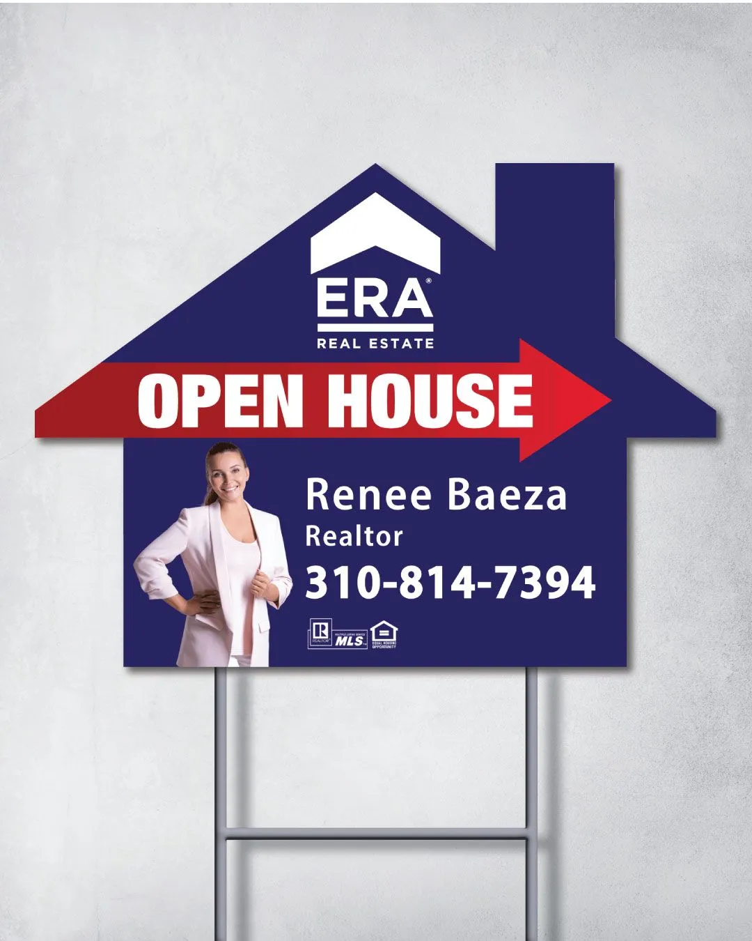ERA Navy Blue with Photo House Modern Shape Sign