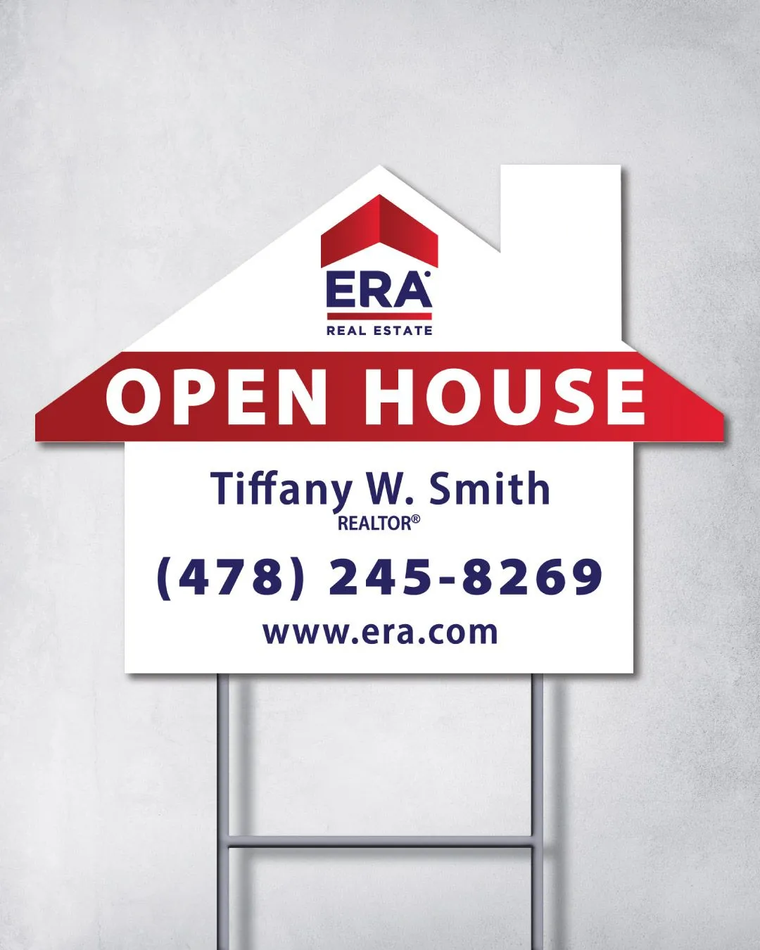 ERA White with Red Gradient House Modern Shape Sign