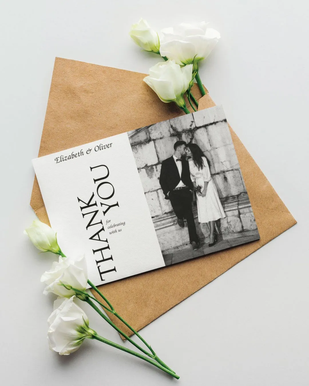 Vertical Font Thank You Cards Wedding