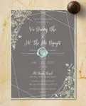 Leaves Gold Frames Vellum Wrapped Vietnamese & English Wedding Invitation