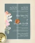 Floral Vintage Style Design Vellum Wrapped Vietnamese & English Wedding Invitation