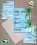 Watercolor Beach Design Vellum Wrapped Vietnamese & English Wedding Invitation