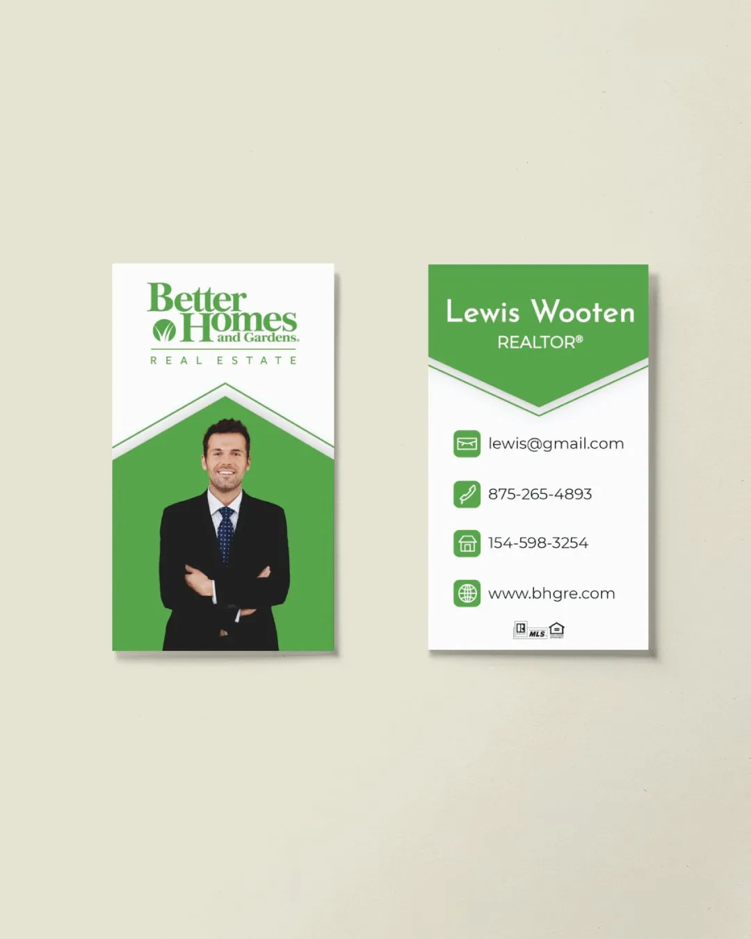 Vertical Arrow BHGRE Business Cards