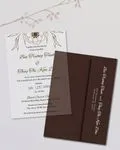 Large Flower In The Border Acrylic Wedding Invitation