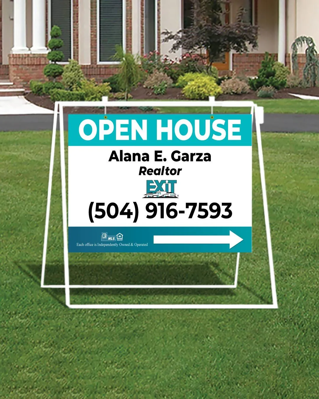 Exit Realty Turquoise Gradient Stripe Metal Sidewalk A-Frame