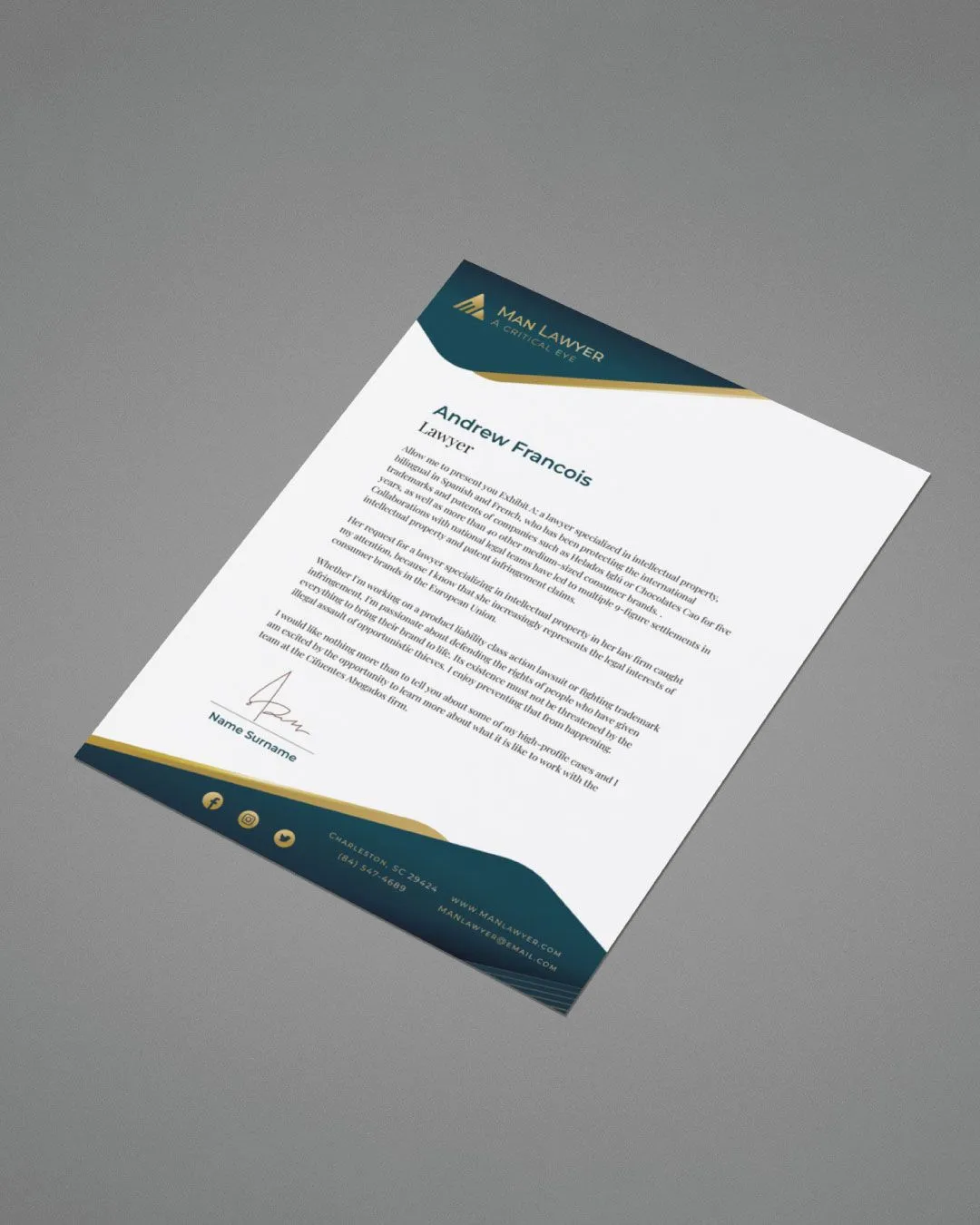 Green and Gold Letterhead