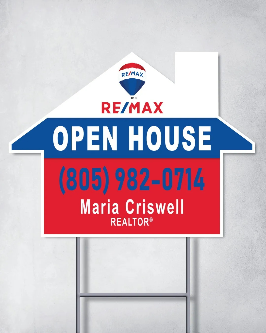 Remax Blue and Red Stripes House Modern Shape Sign