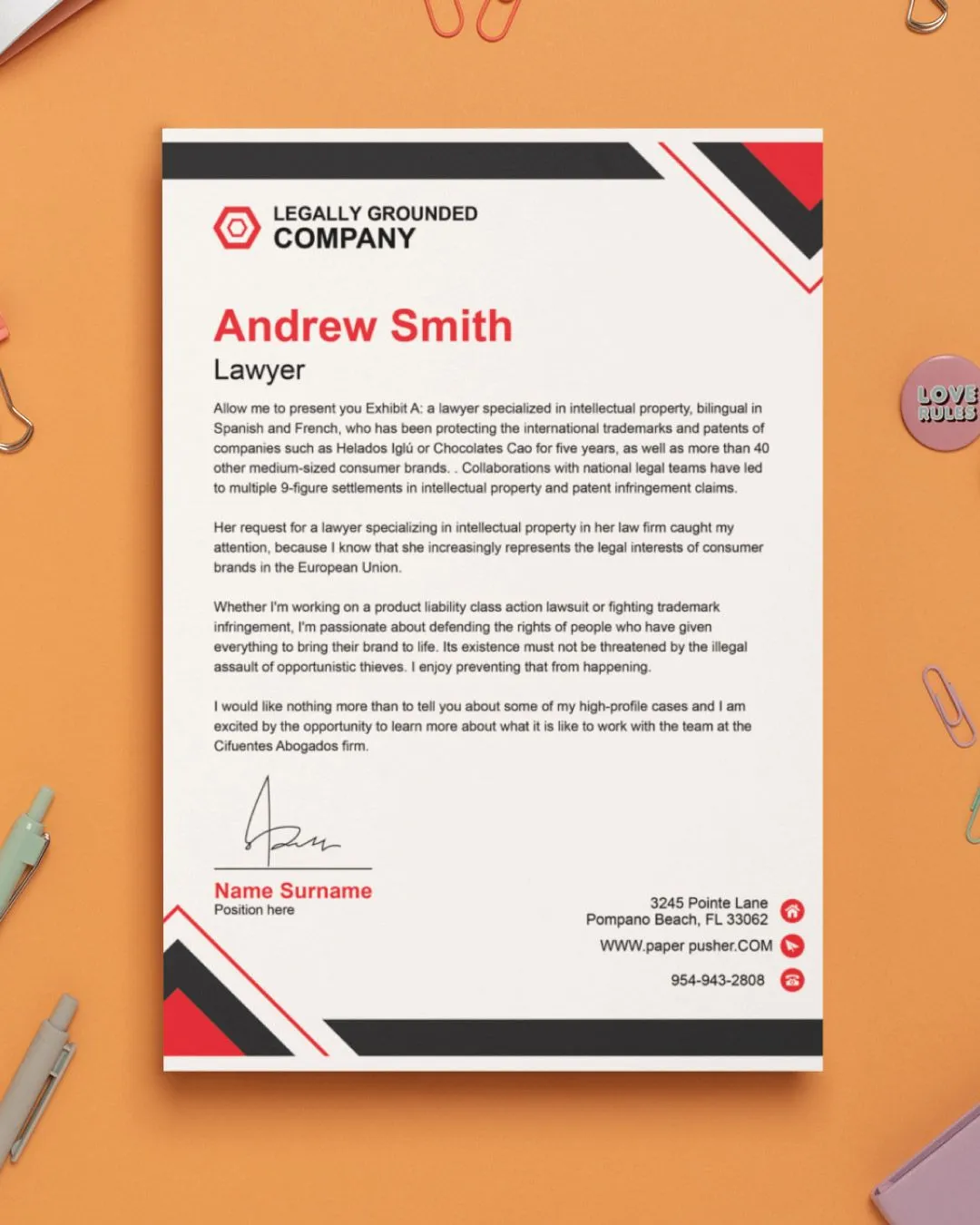 Triangles in the Corners Letterhead