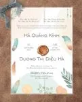 Boho with Feathers Vellum Wrapped Vietnamese & English Wedding Invitation
