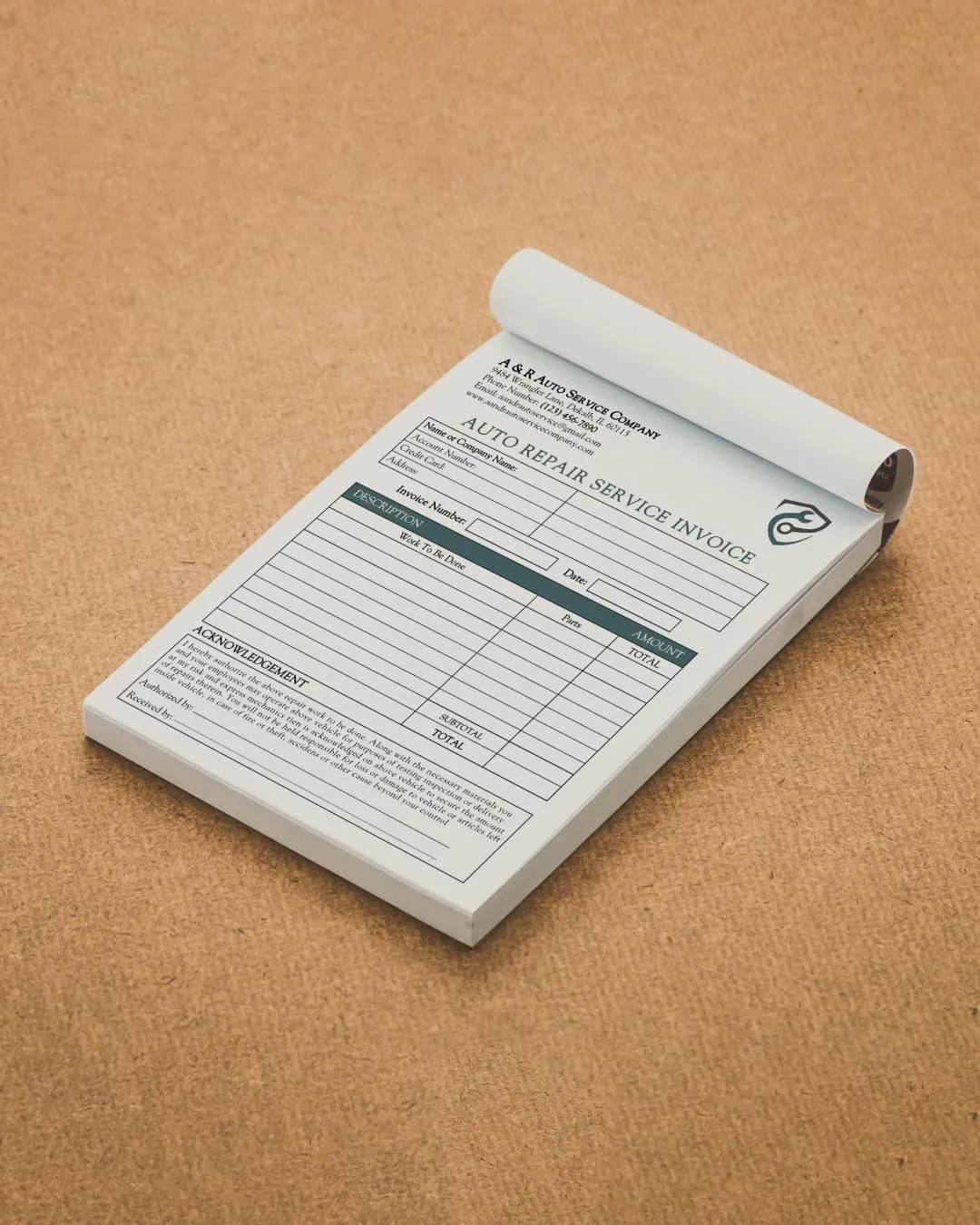 Greenish Gray Carbonless Forms (Invoice)