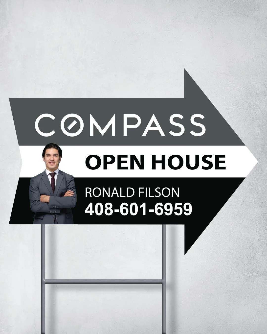 COMPASS Elegant Black and Gray Arrow Shape Sign 1