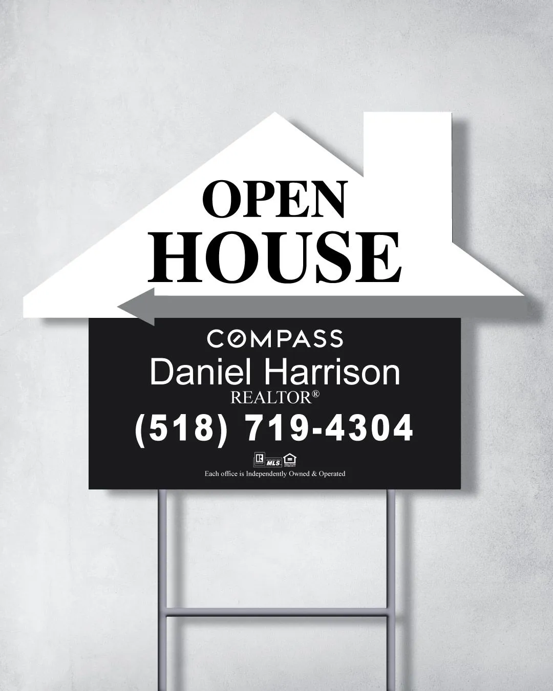 COMPASS Dark Mist House Modern Shape Sign 2