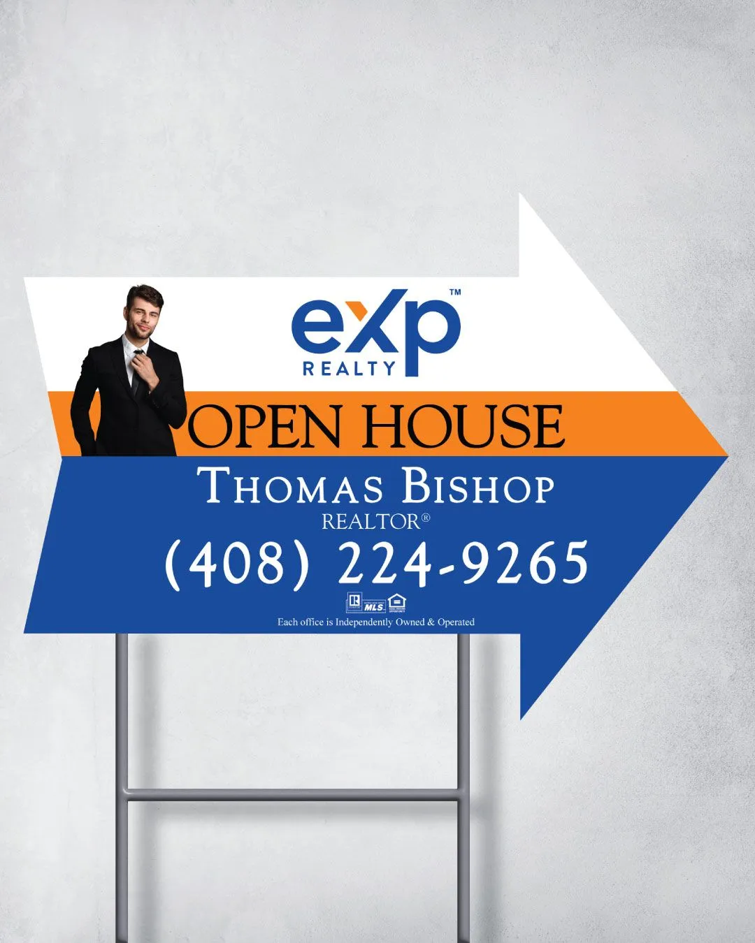 Exp Realty Blue and Orange Arrow Shape Sign 1