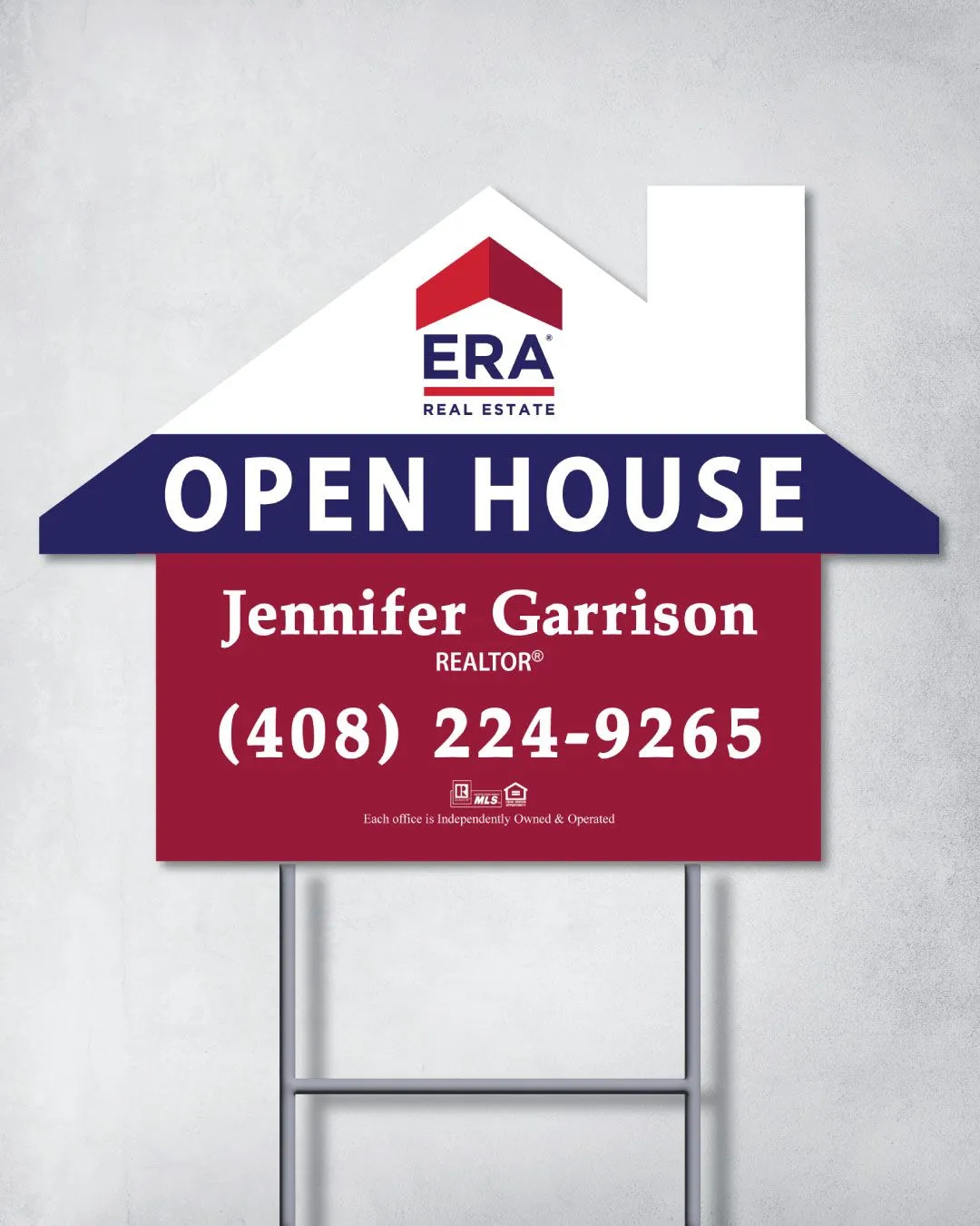 ERA Blue and Red Stripes House Modern Shape Sign 1