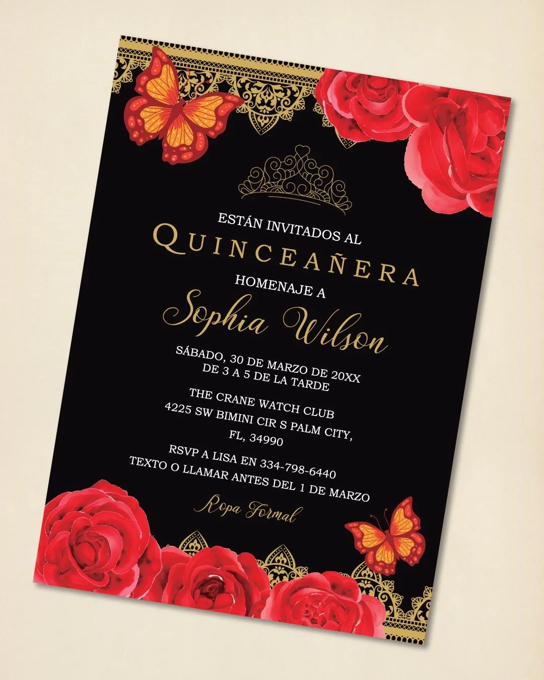 Enchanted Roses Quinceanera Invitation 1
