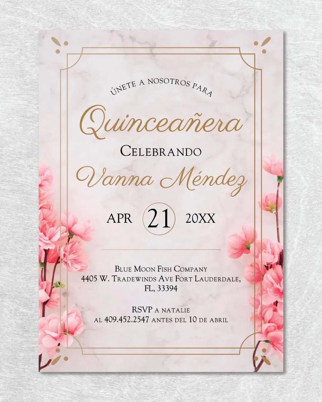 Blossom Night Quinceanera Invitation 1