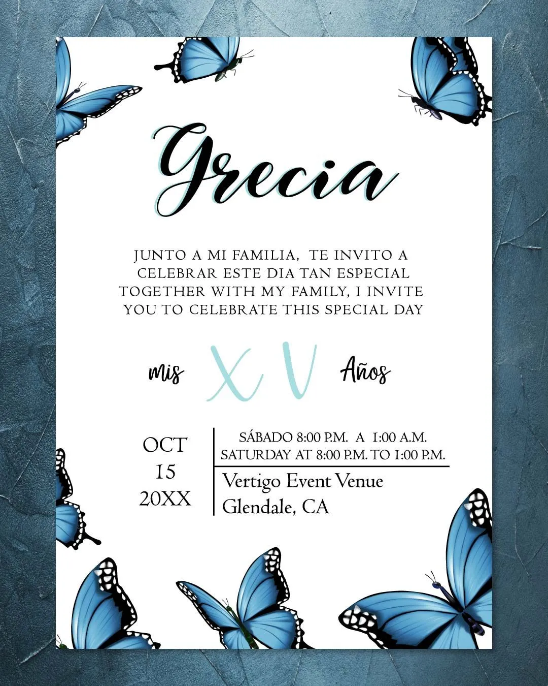 Quinceanera Blue Butterfly 1